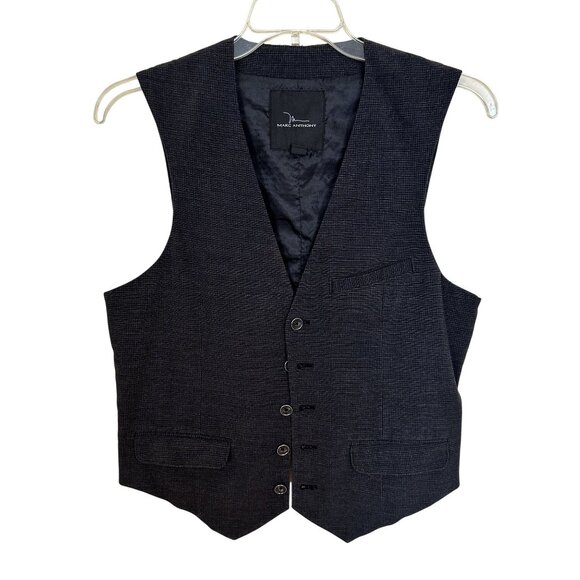 Marc Anthony Mens Black Vest Large Button Front Pocket Detailing Polyester - Picture 1 of 6